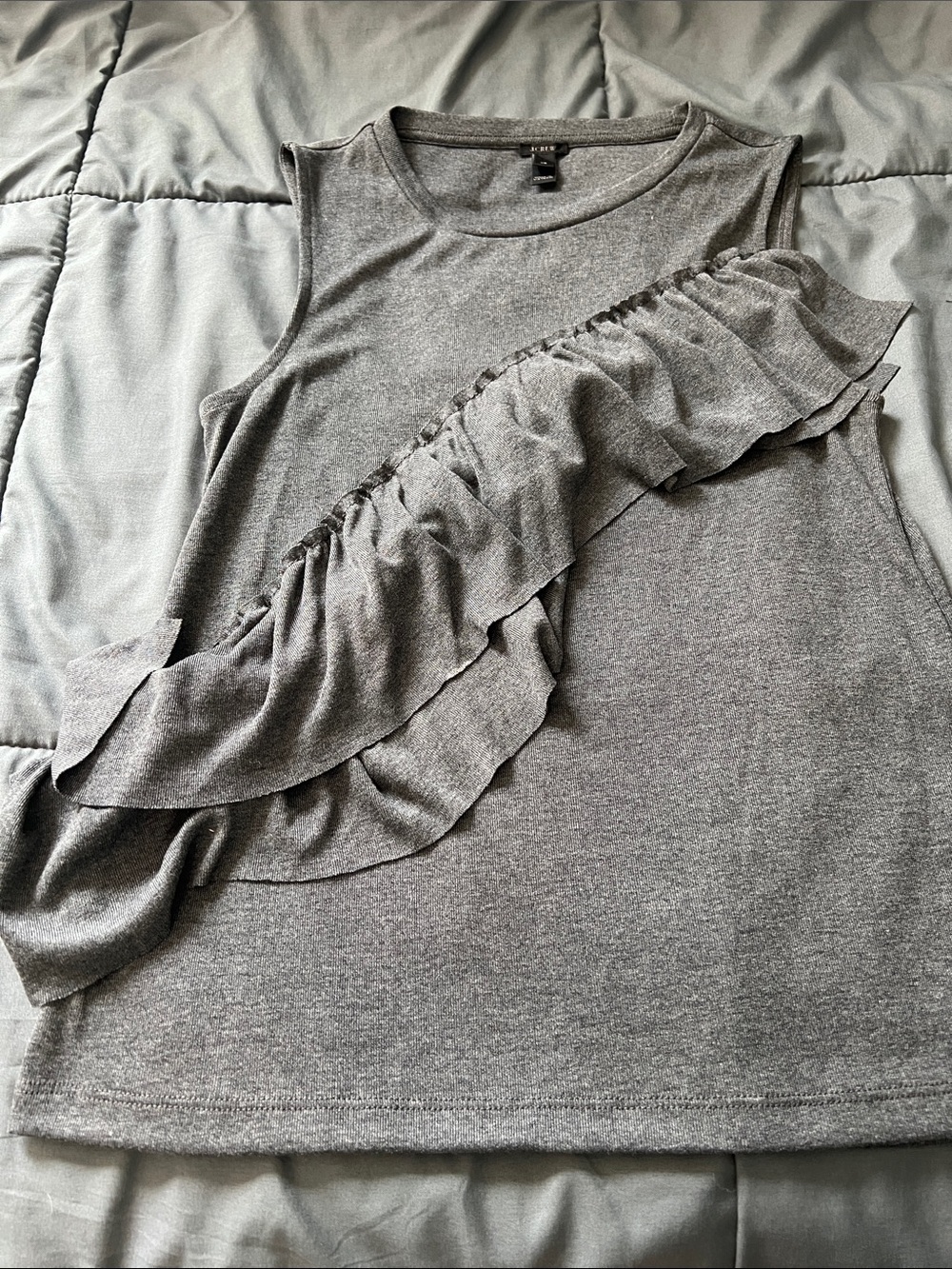 JCrew Ruffle Front Tank Top Gray Size XS - Picture 4 of 5